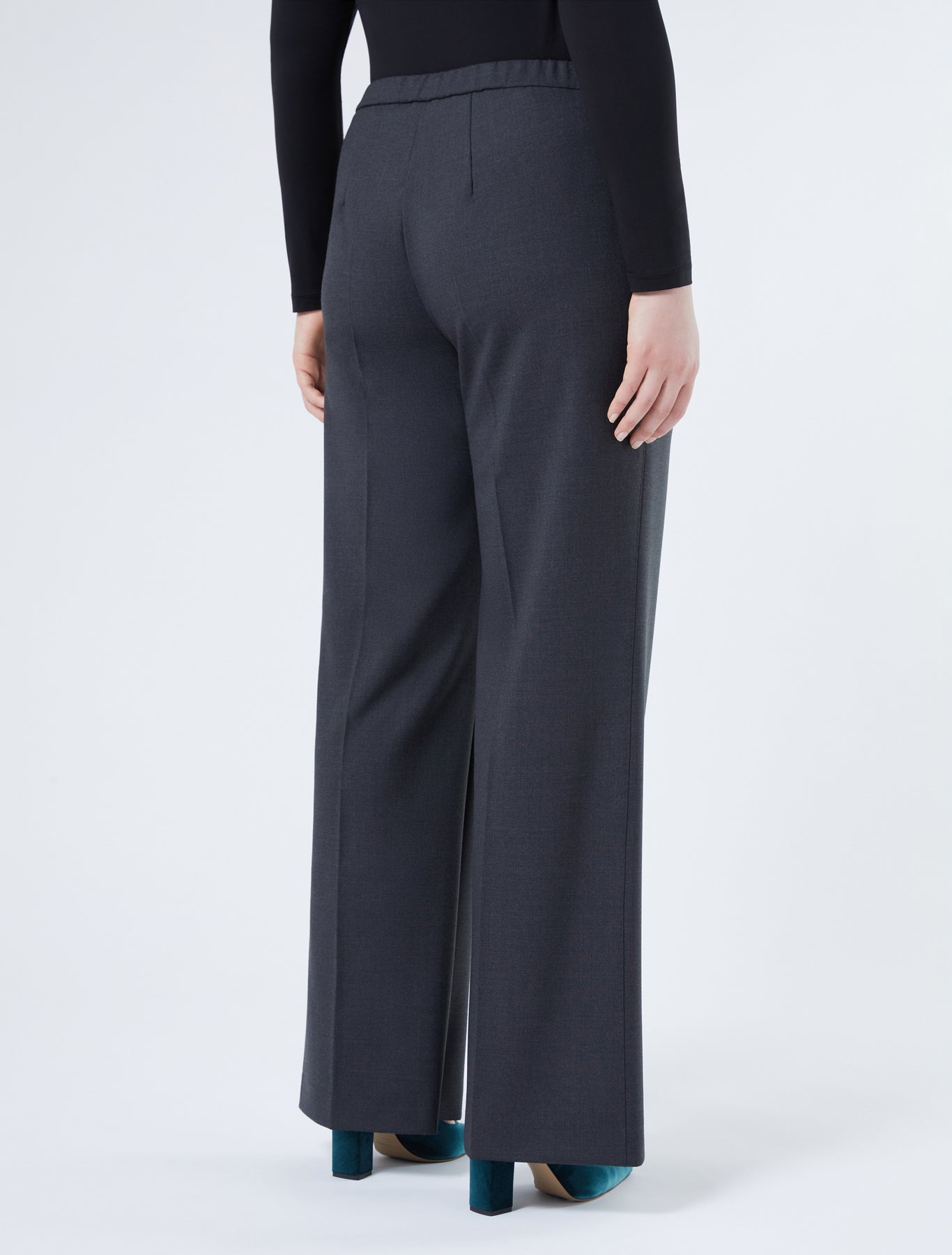 Wide-fit pure woollen cloth trousers