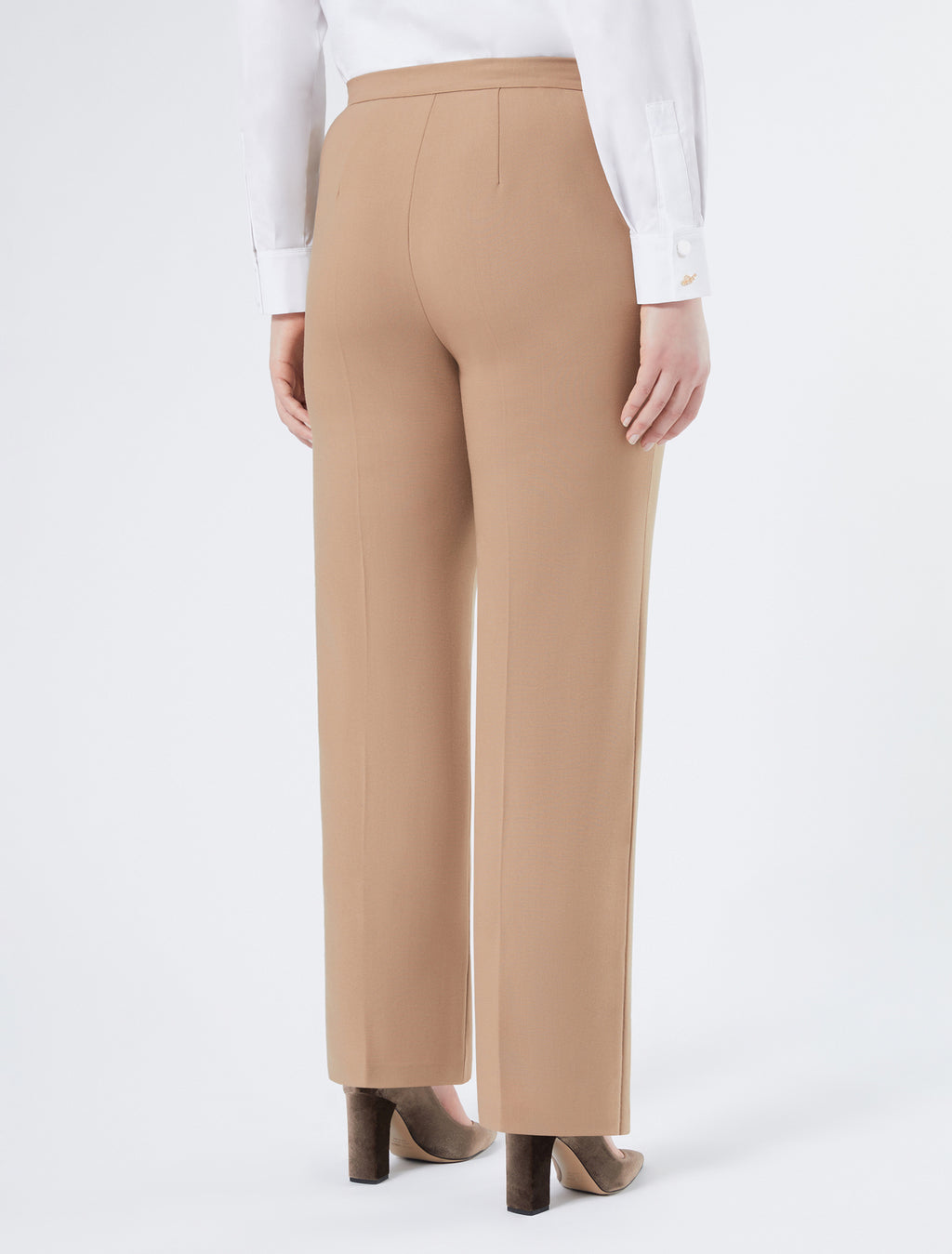 Wide-fit pure woollen cloth trousers