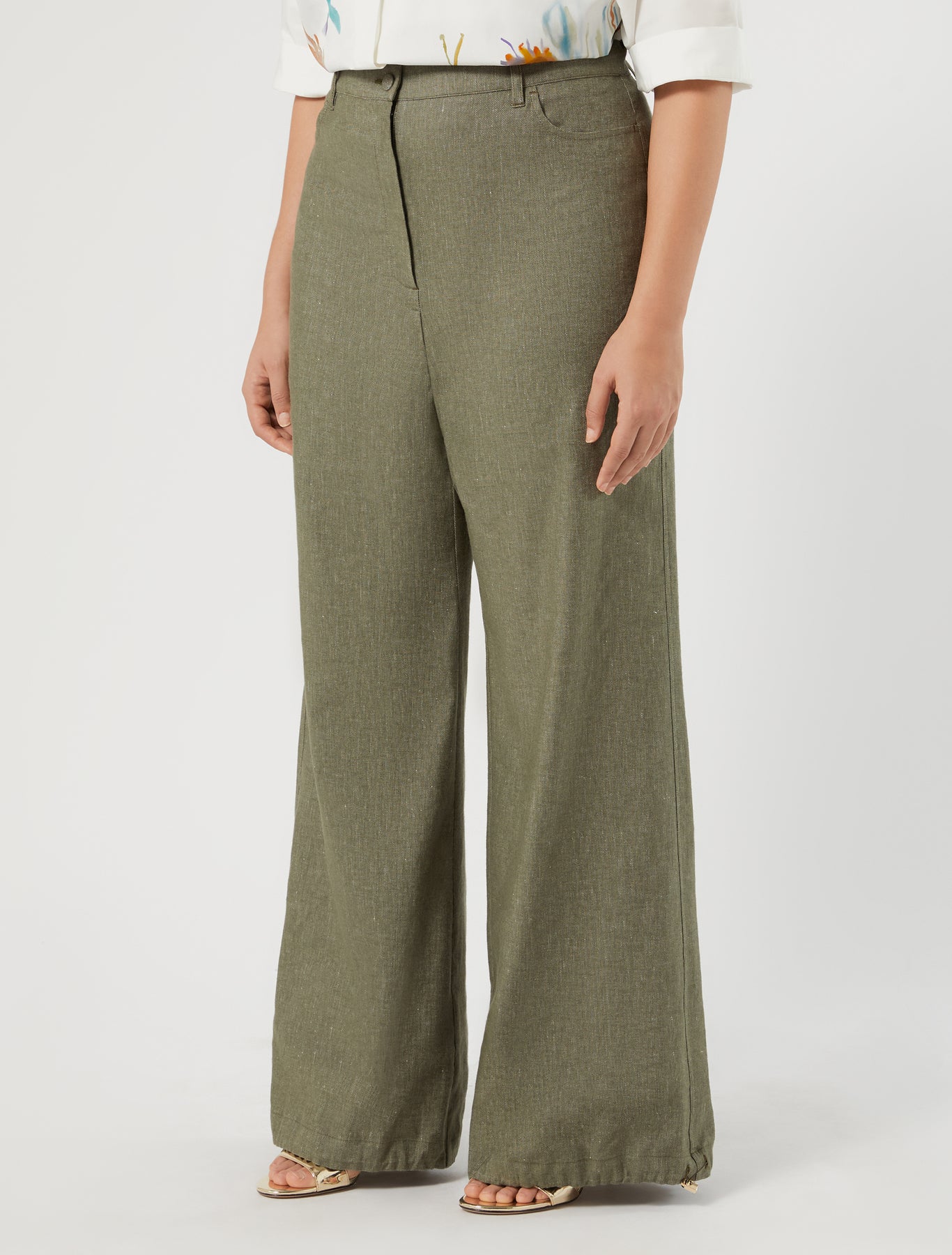 marina rinaldi linen and cotton trousers for woman