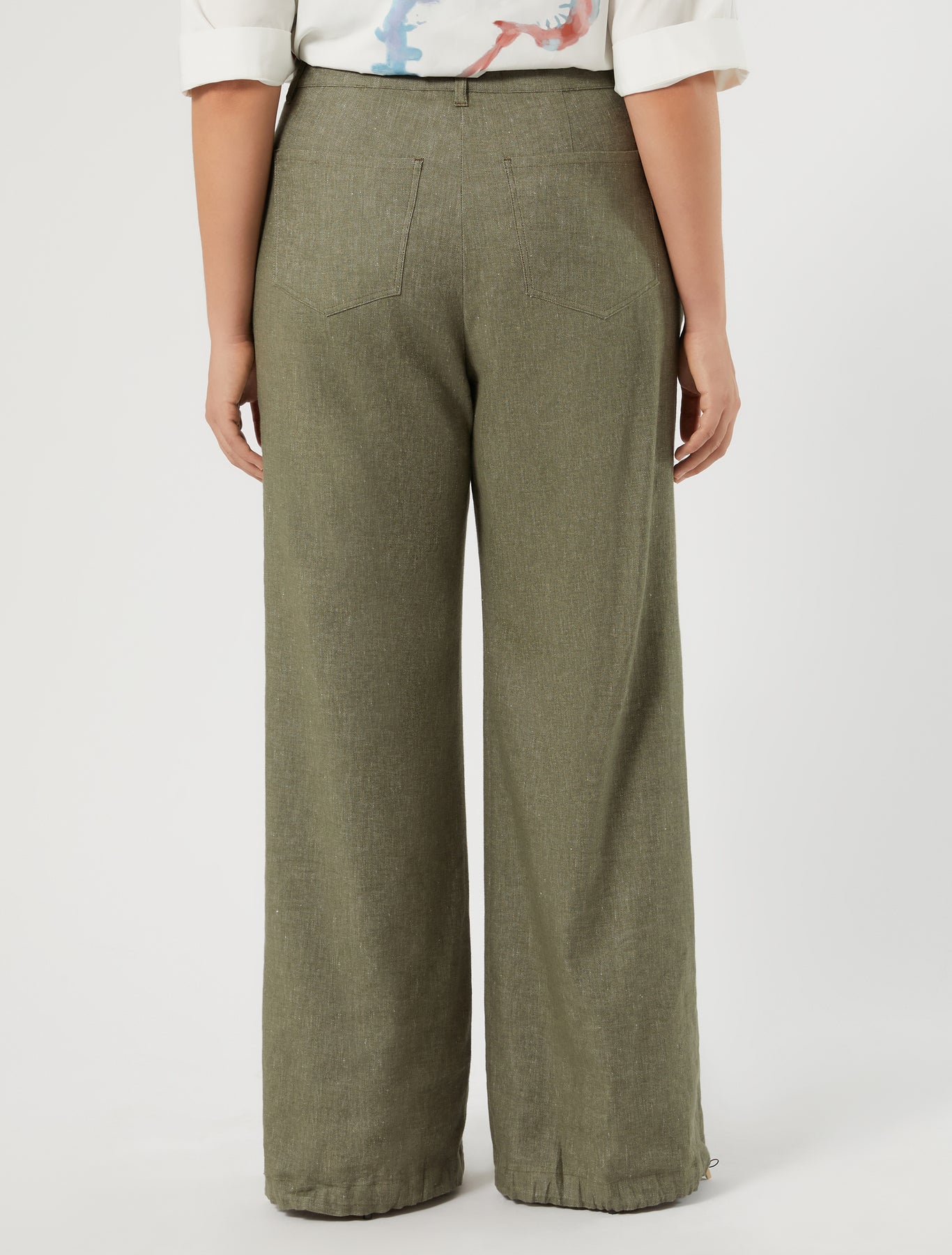 marina rinaldi linen and cotton trousers for woman