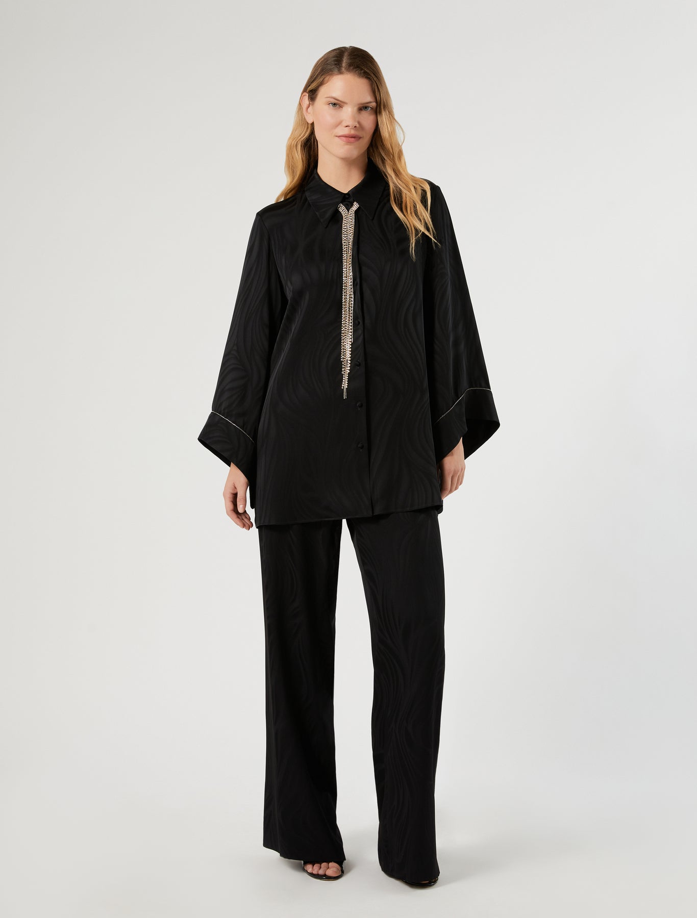 Marina Rinaldi jacquard satin trousers for woman