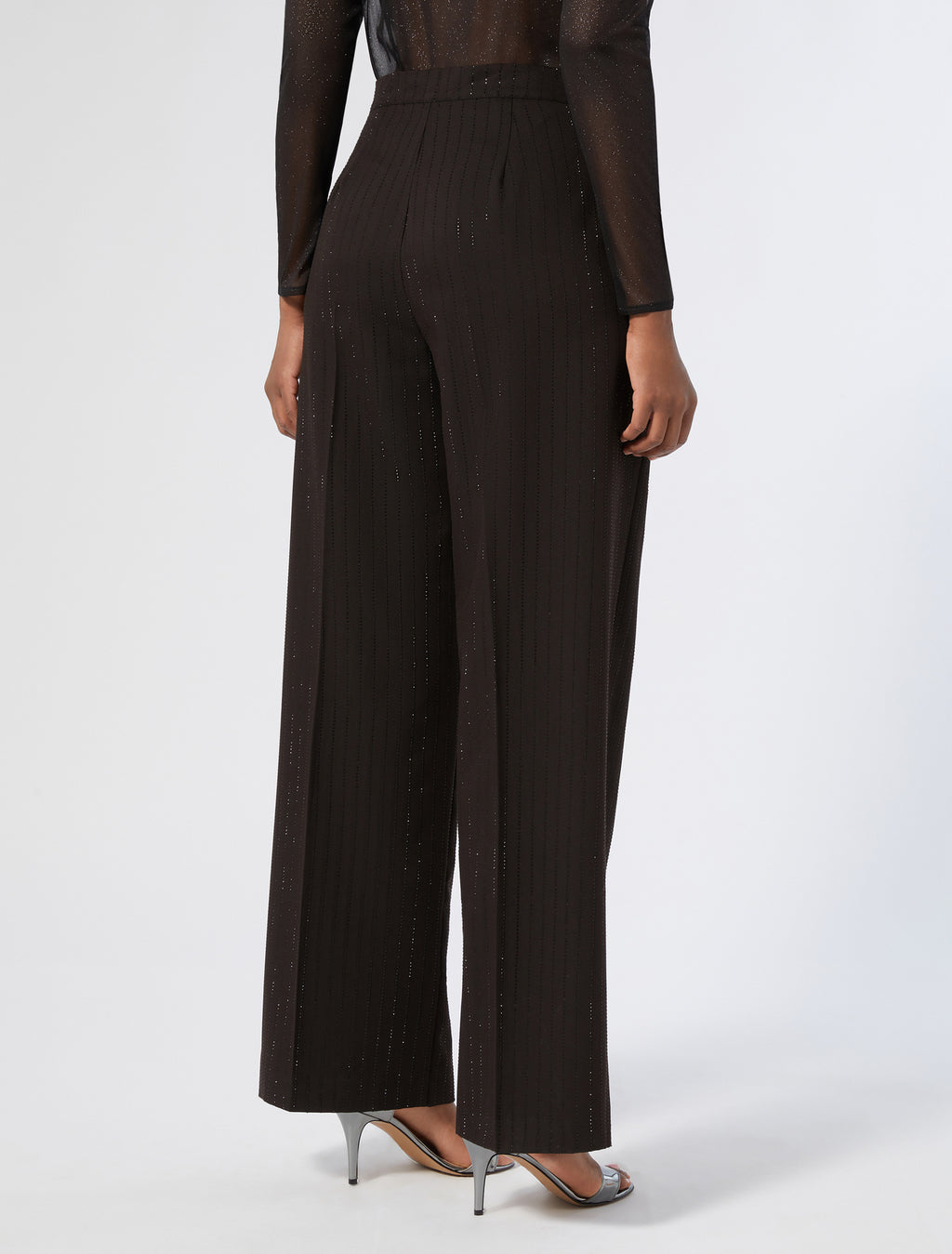 Rhinestone-adorned twill trousers