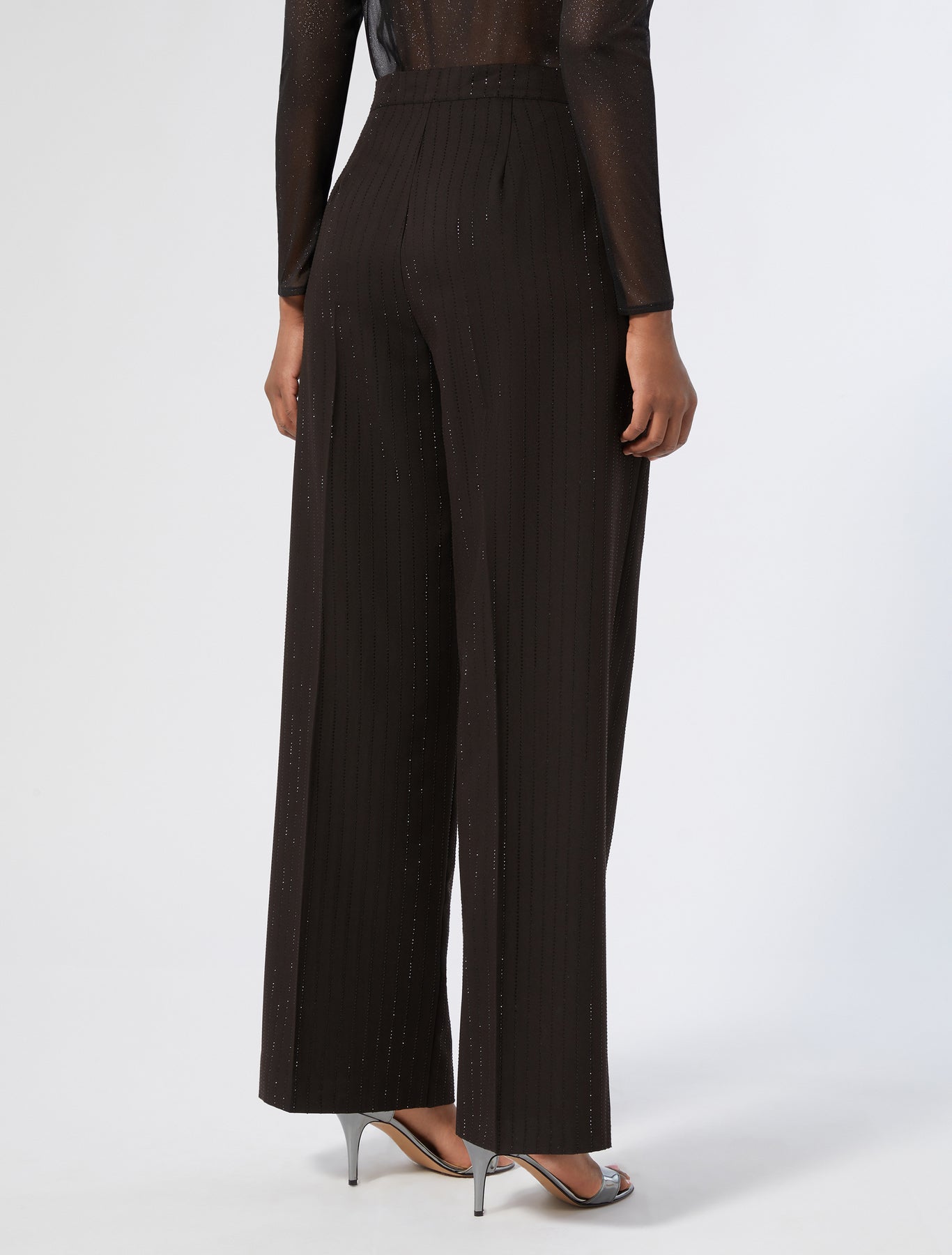 Rhinestone-adorned twill trousers