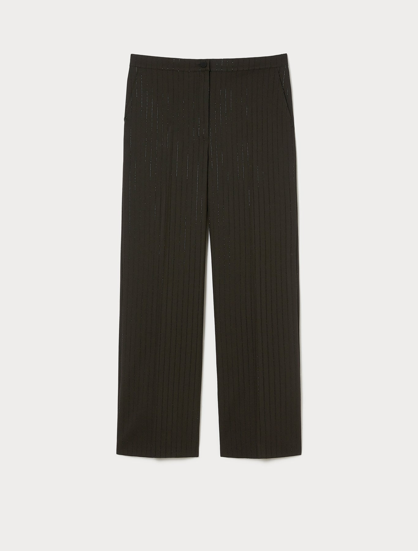 Rhinestone-adorned twill trousers