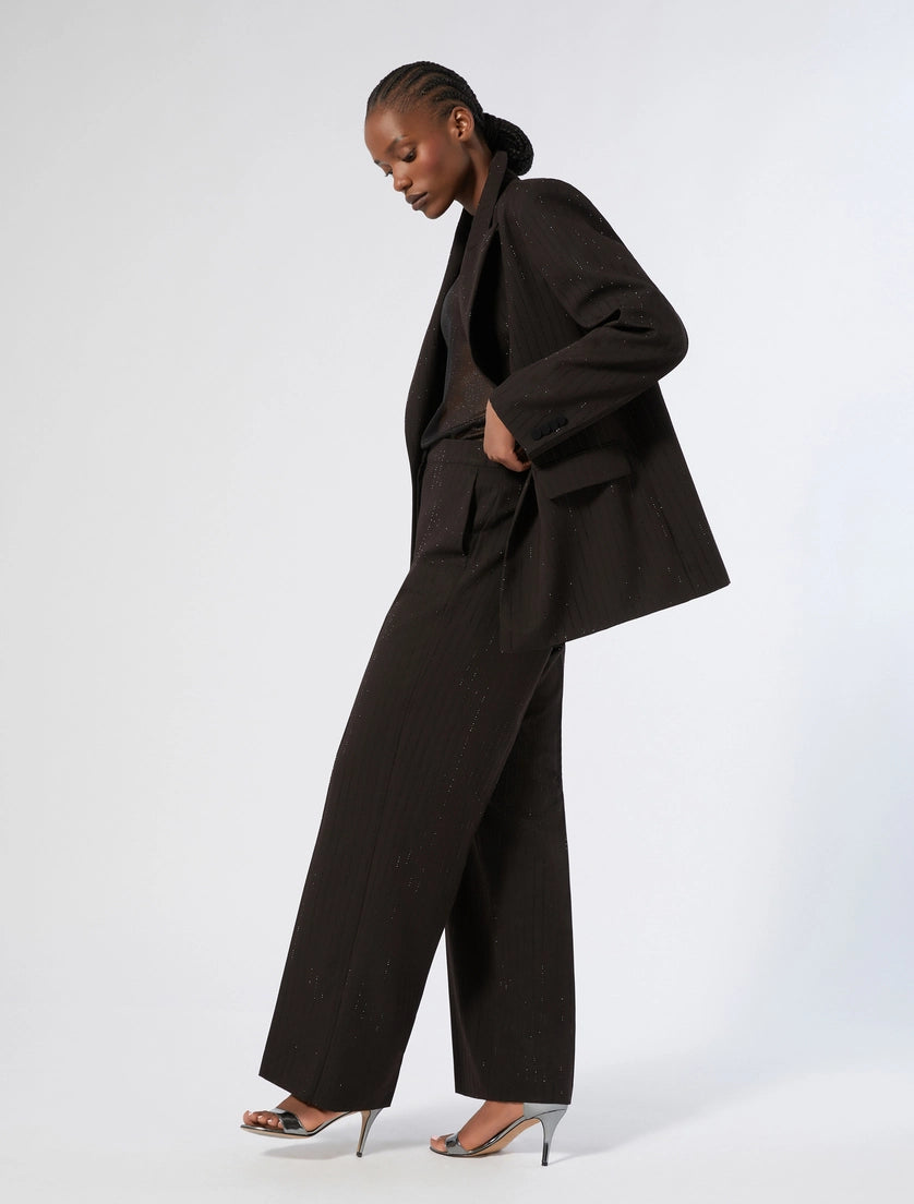 Rhinestone-adorned twill trousers