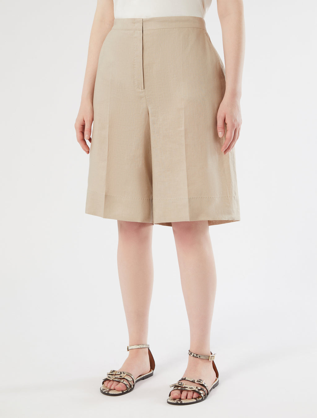 marina rinaldi linen canvas bermuda shorts for woman