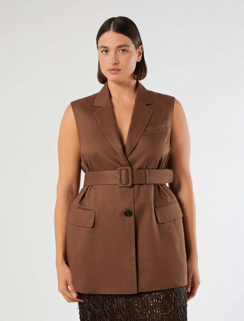 marina rinaldi linen canvas gilet for woman