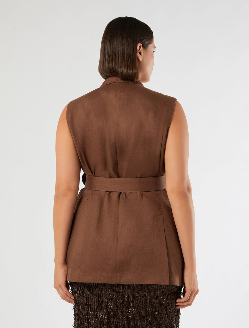marina rinaldi linen canvas gilet for woman