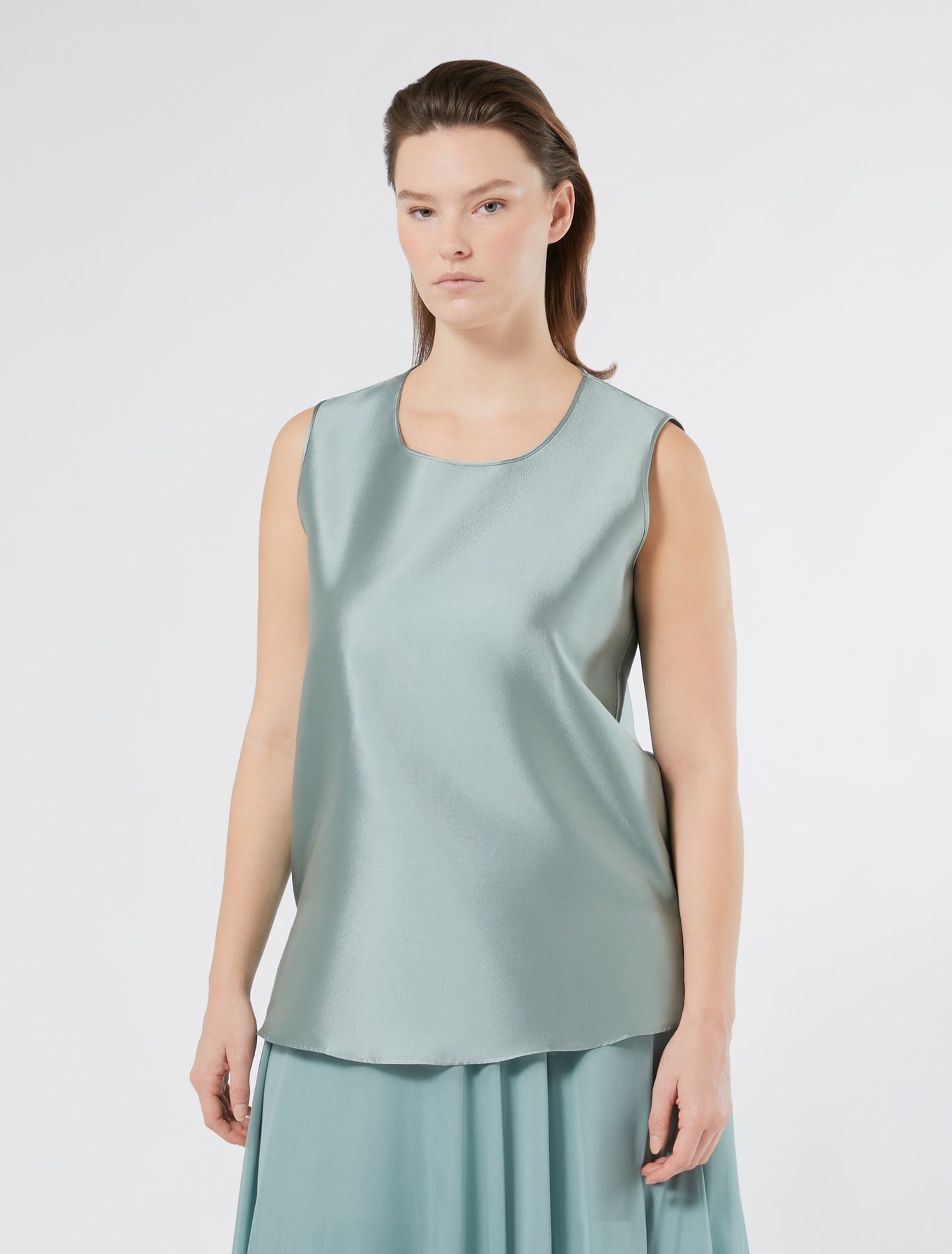Silk and cotton twill top