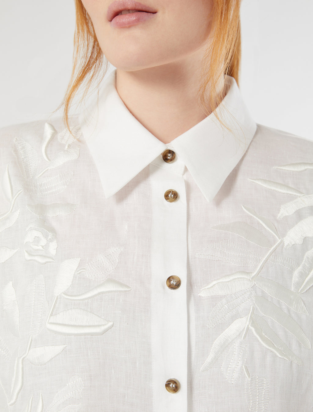 marina rinaldi embroidered linen canvas tunic for woman