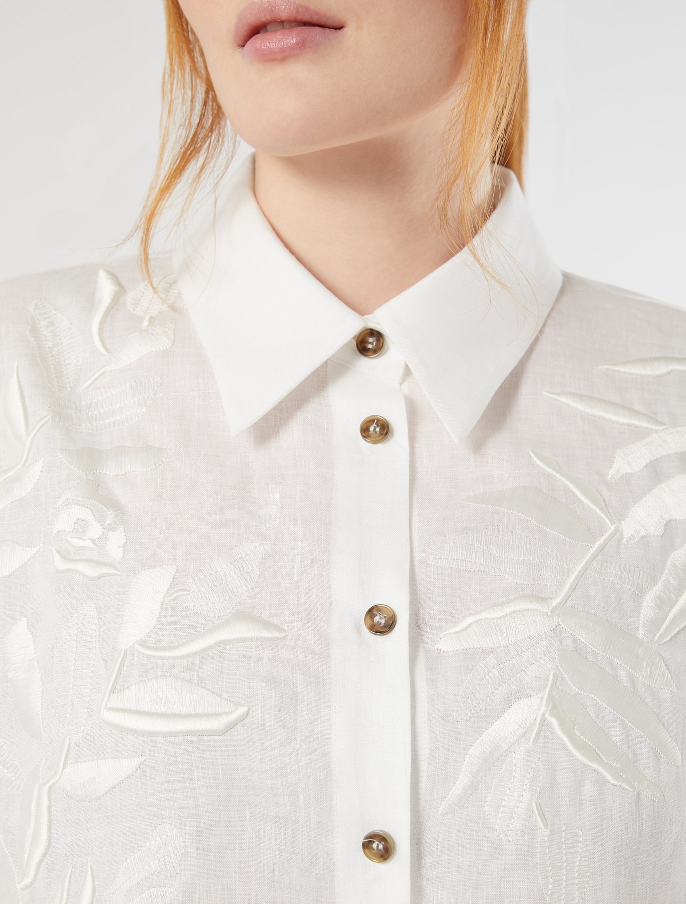 marina rinaldi embroidered linen canvas tunic for woman