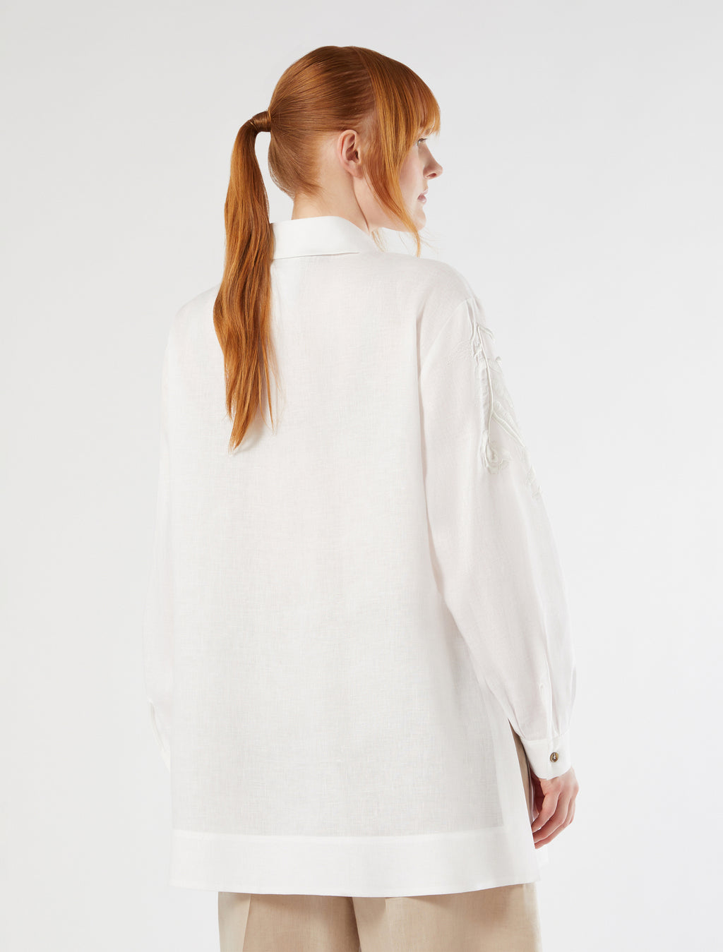 marina rinaldi embroidered linen canvas tunic for woman