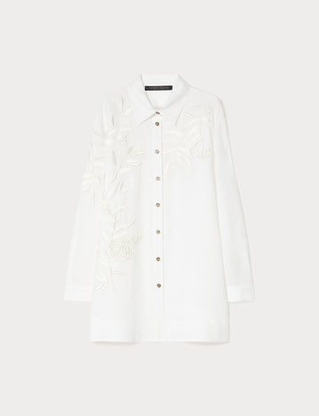 marina rinaldi embroidered linen canvas tunic for woman