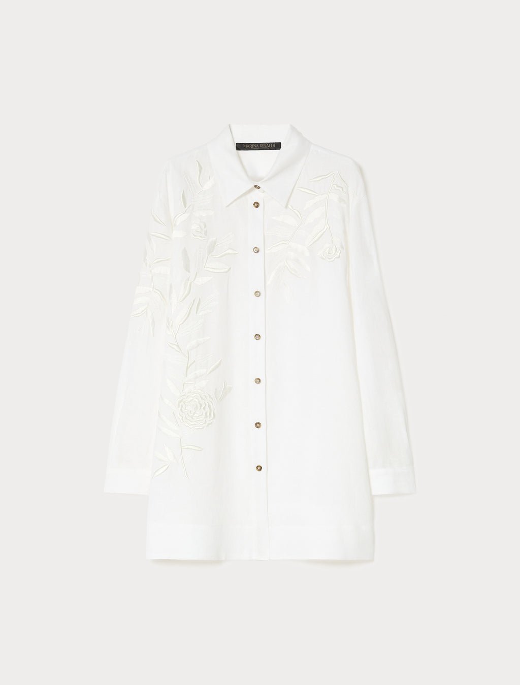 marina rinaldi embroidered linen canvas tunic for woman