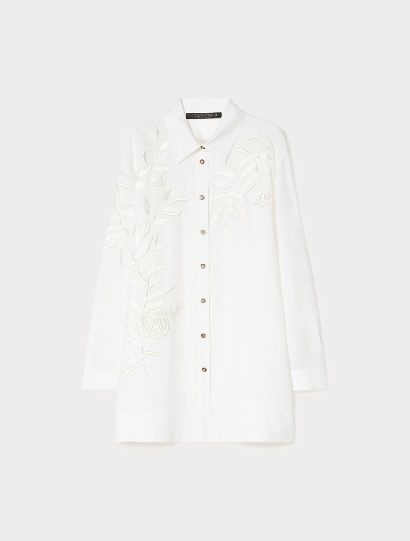 marina rinaldi embroidered linen canvas tunic for woman