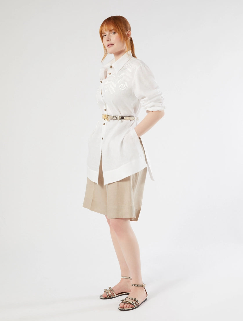 marina rinaldi embroidered linen canvas tunic for woman