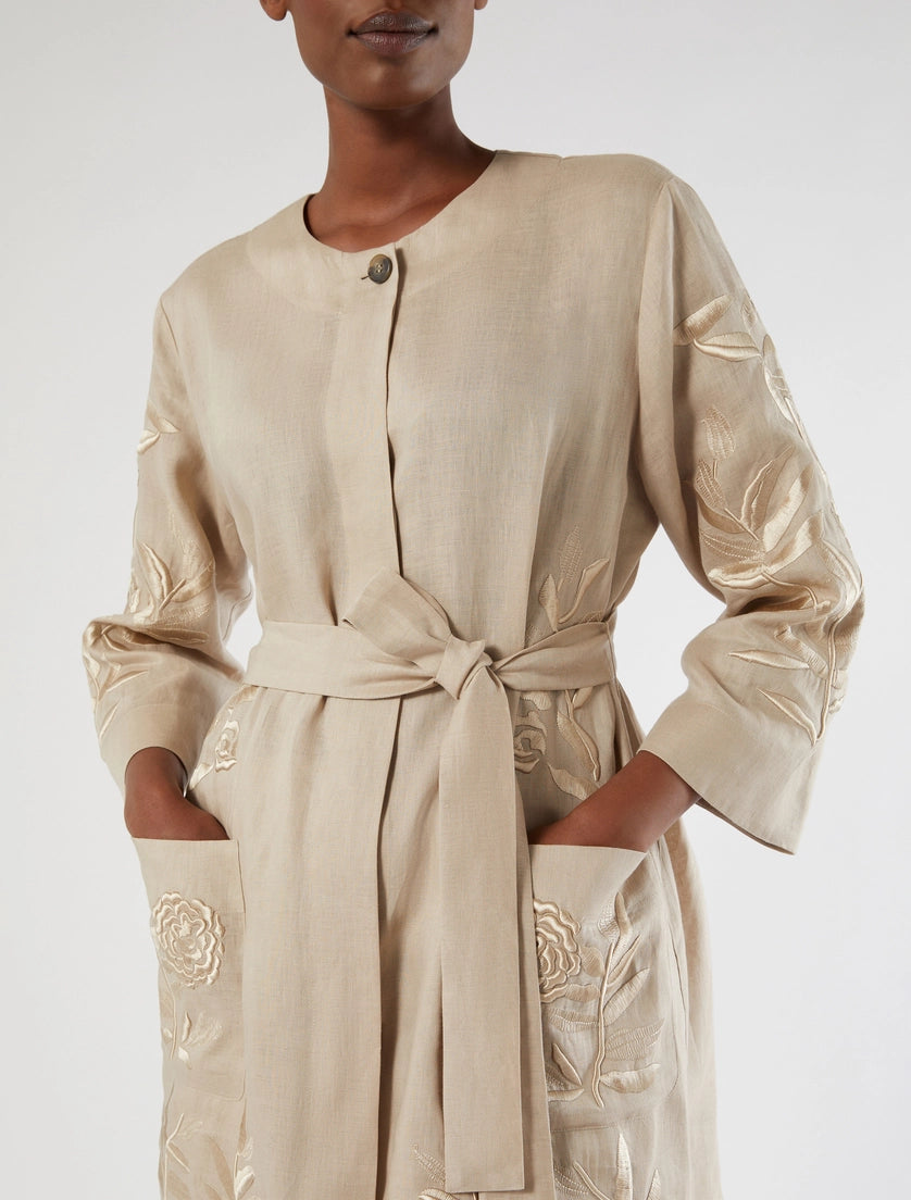 marina rinaldi embroidered linen canvas tunic for woman