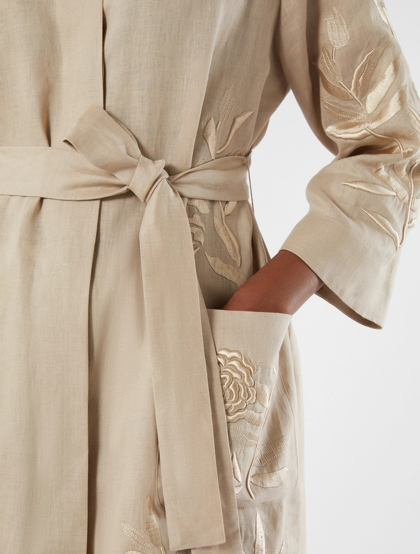 marina rinaldi embroidered linen canvas tunic for woman