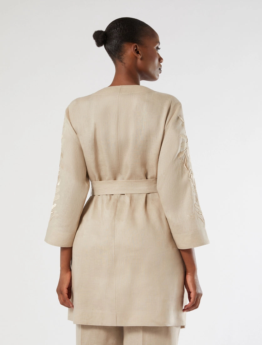 marina rinaldi embroidered linen canvas tunic for woman