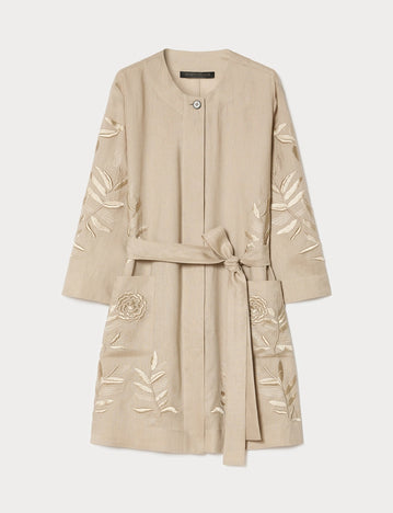 marina rinaldi embroidered linen canvas tunic for woman