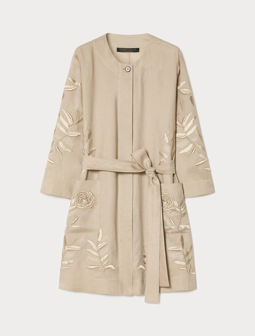 marina rinaldi embroidered linen canvas tunic for woman