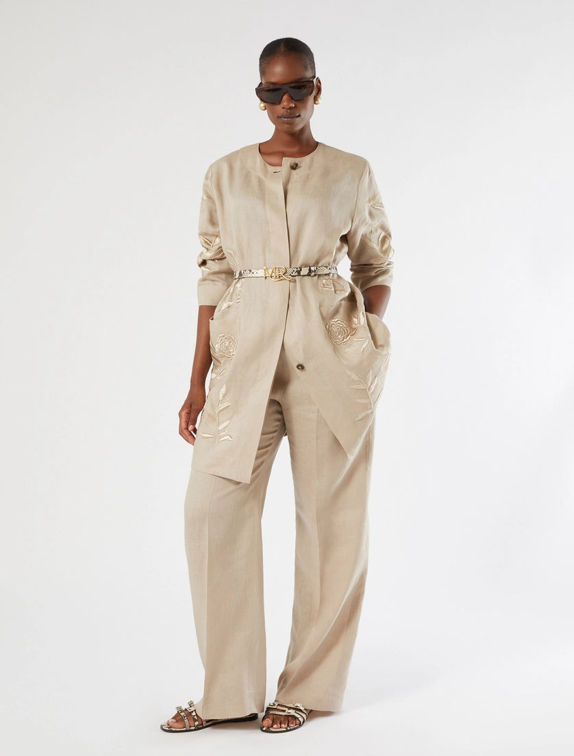 marina rinaldi embroidered linen canvas tunic for woman