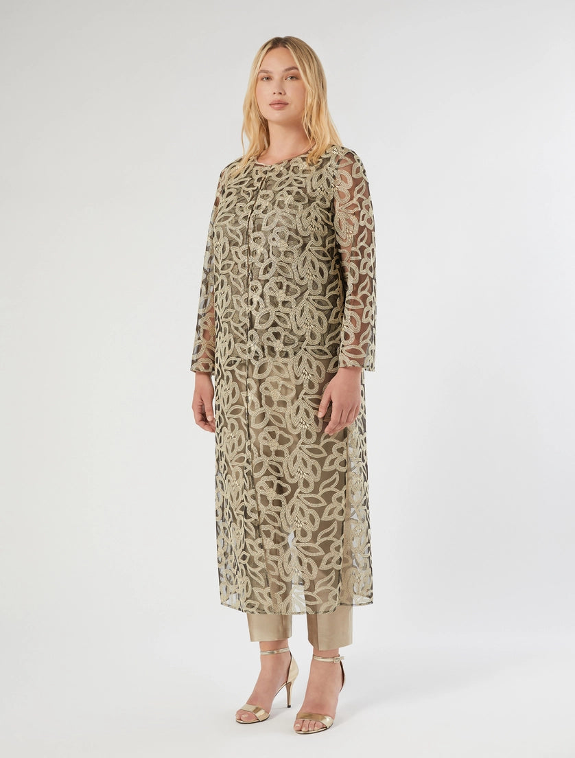 Embroidered tulle tunic