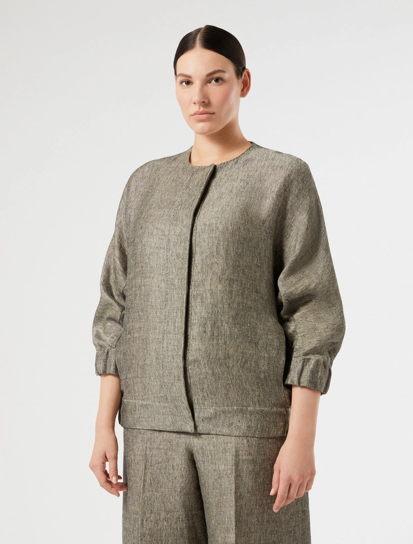 marina rinaldi yarn dyed linen bomber jacket for woman