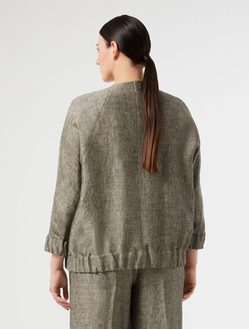 marina rinaldi yarn dyed linen bomber jacket for woman