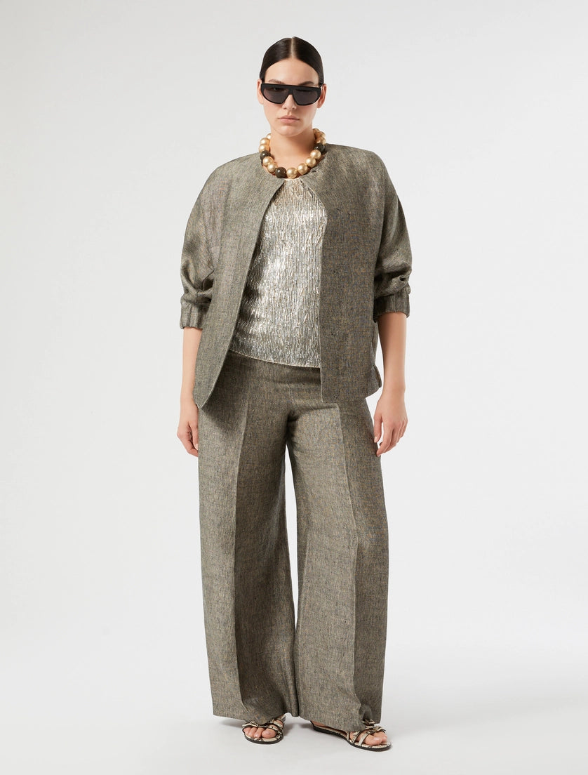 marina rinaldi yarn dyed linen bomber jacket for woman