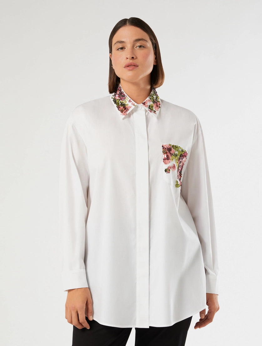 marina rinaldi embroidered poplin shirt for woman
