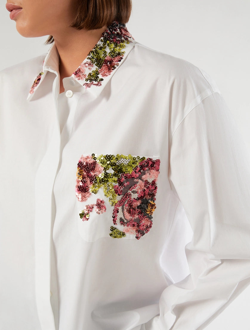 marina rinaldi embroidered poplin shirt for woman