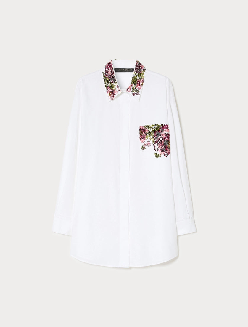 marina rinaldi embroidered poplin shirt for woman