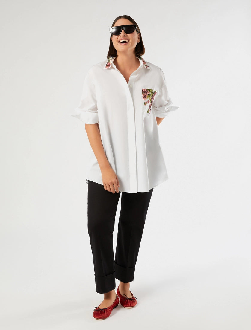 marina rinaldi embroidered poplin shirt for woman