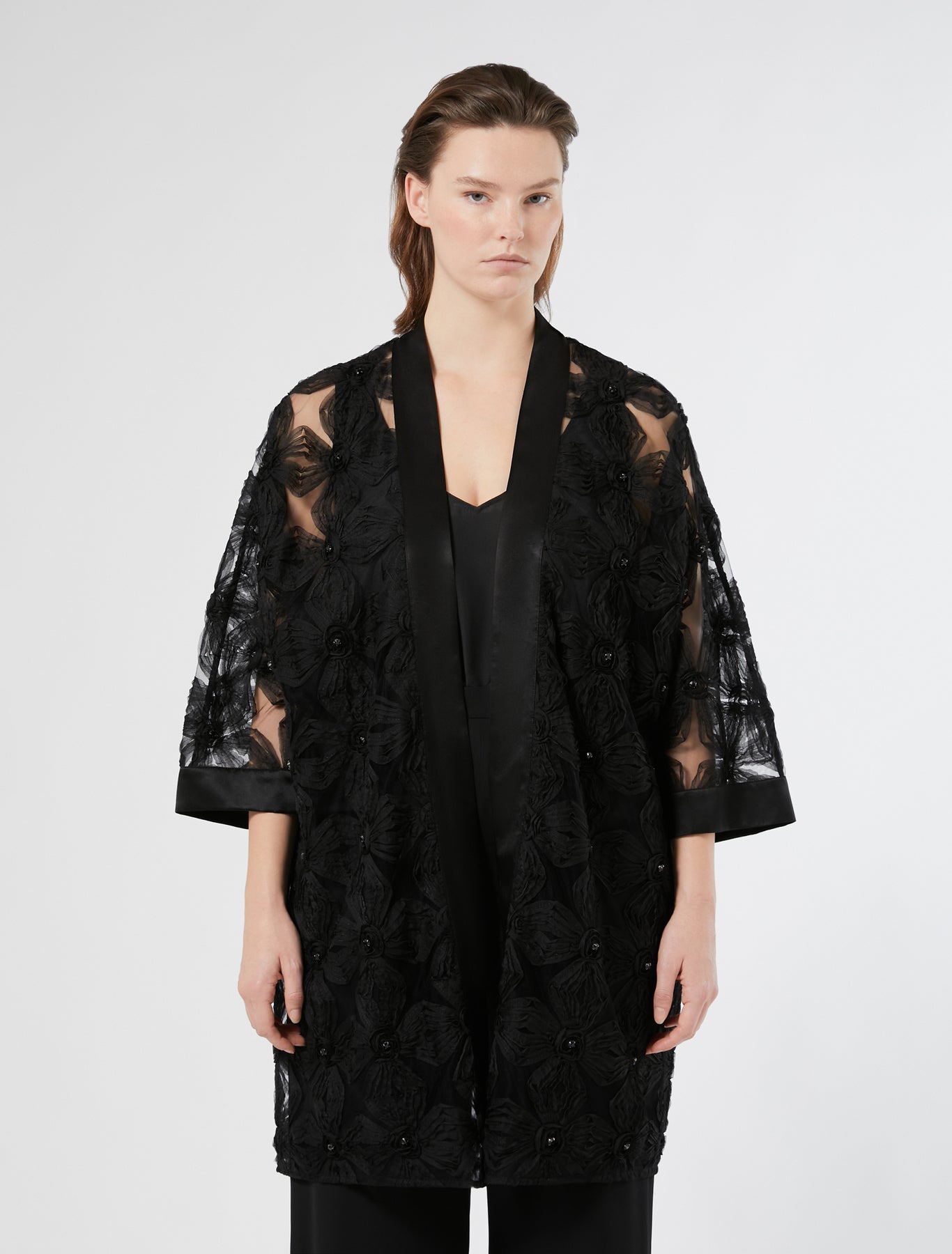 Embroidered tulle tunic