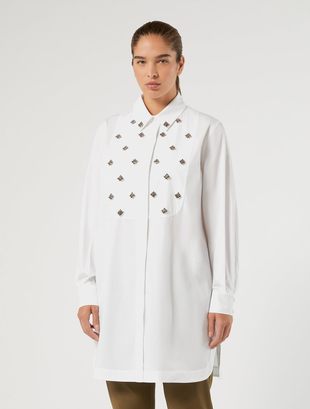 Marina Rinaldi embroidered poplin tunic for woman