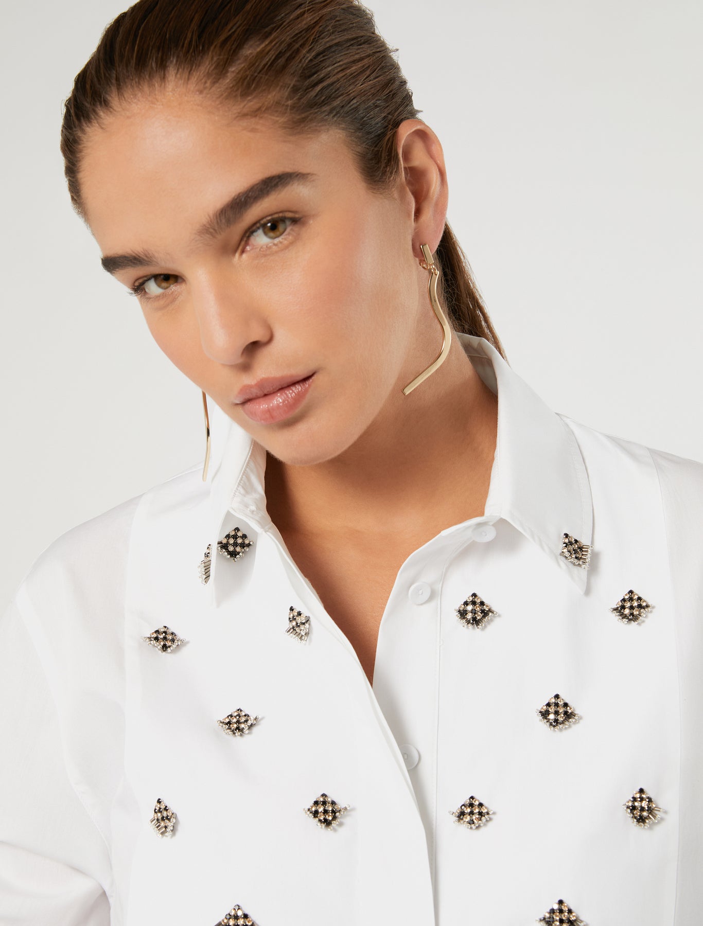 Marina Rinaldi embroidered poplin tunic for woman