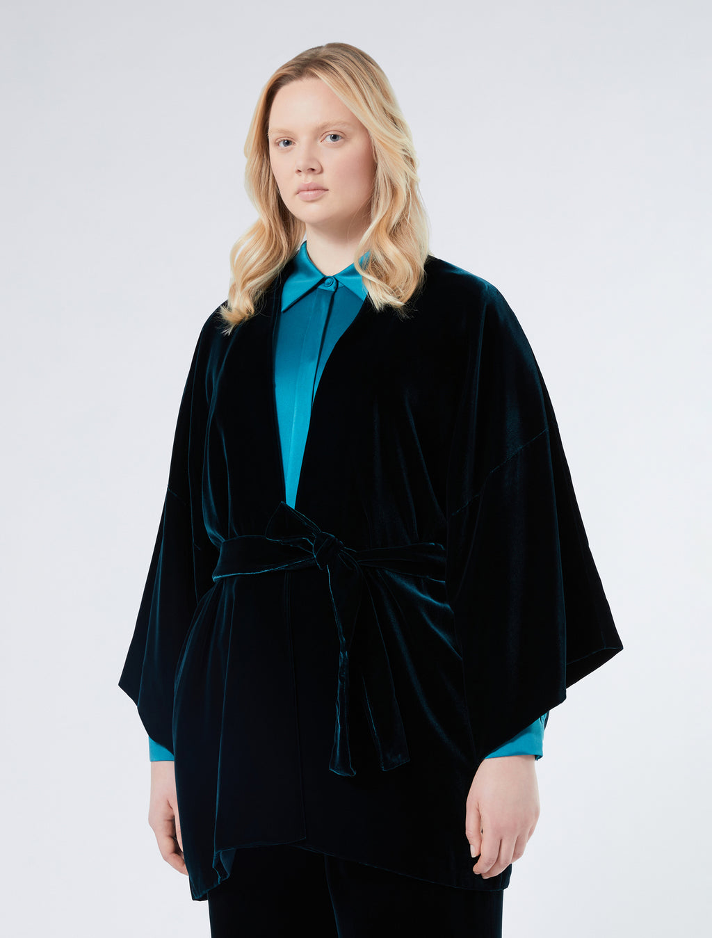 Velvet open-front tunic