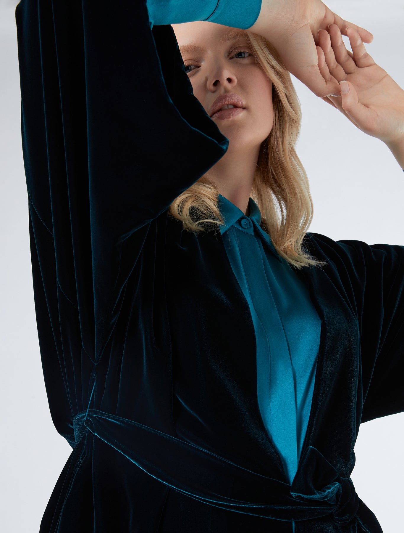 Velvet open-front tunic