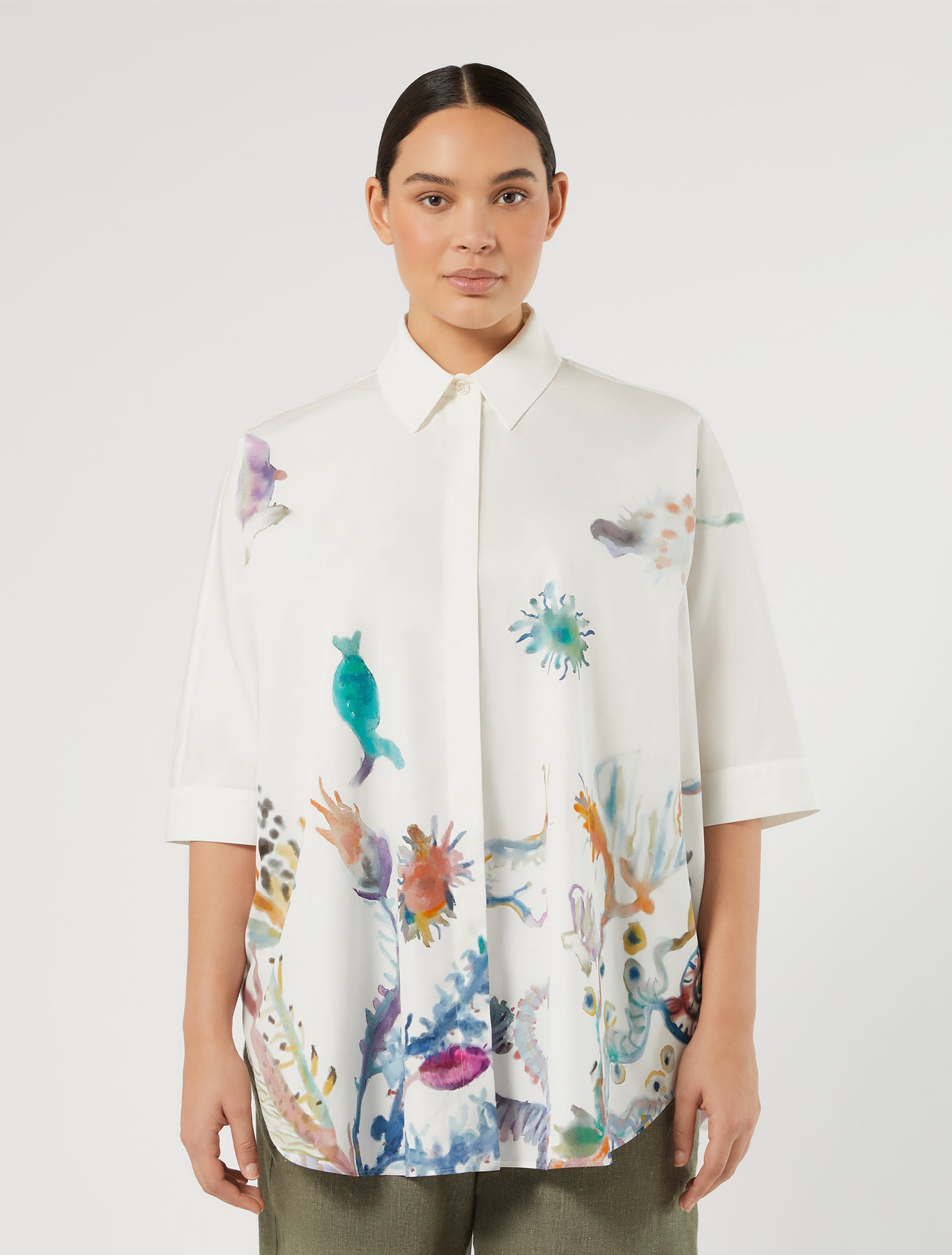 marina rinaldi cotton poplin tunic for woman