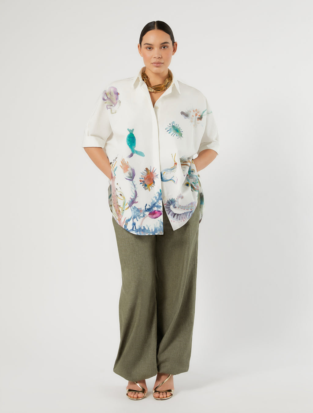 marina rinaldi cotton poplin tunic for woman