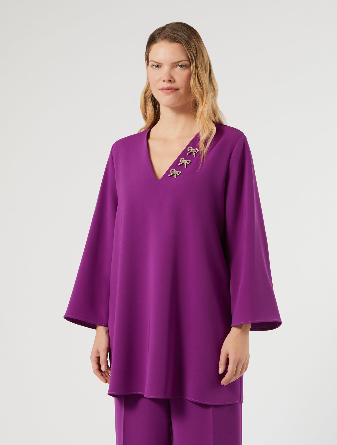 marina rinaldi embroidered cady tunic for woman