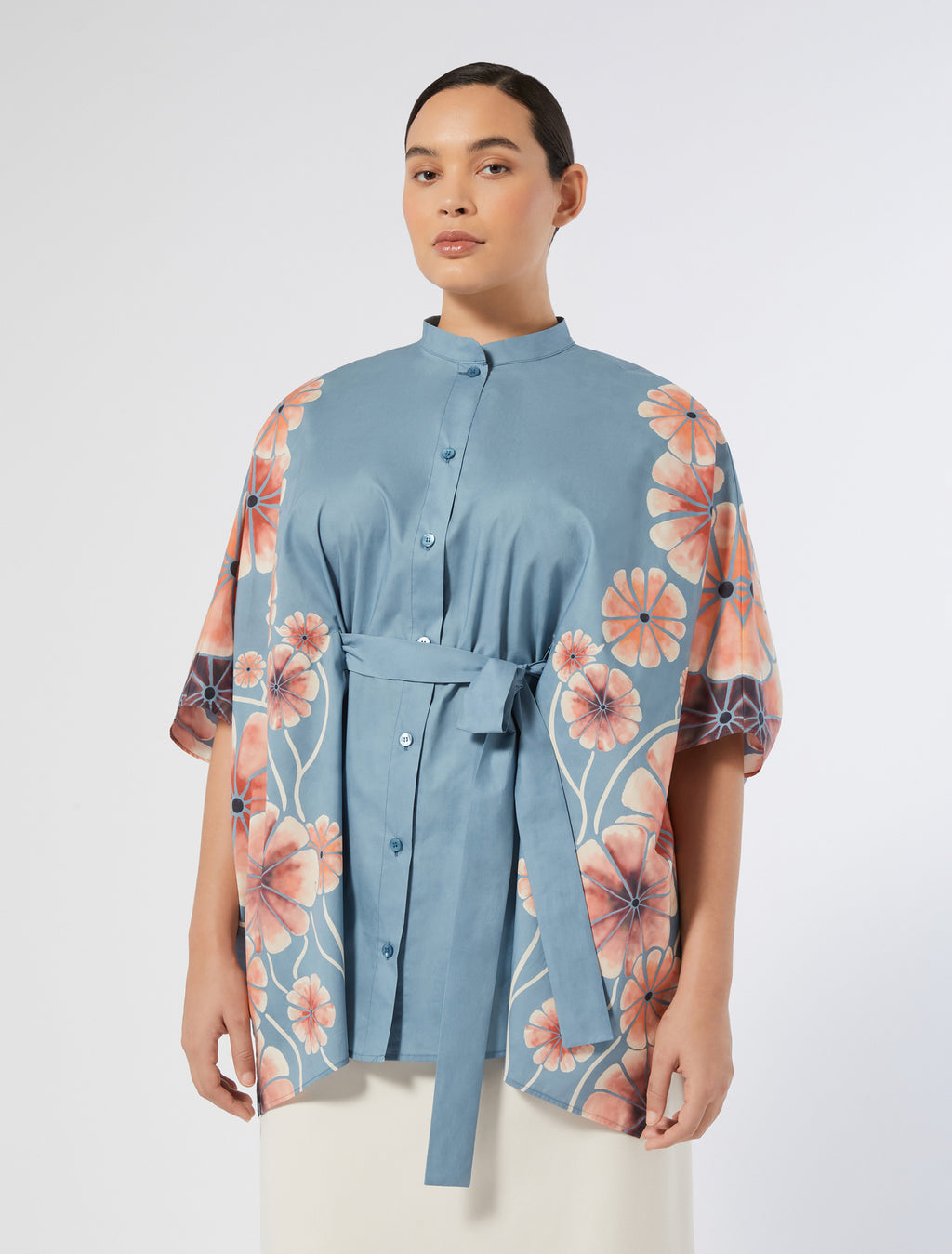 Poplin tunic with print