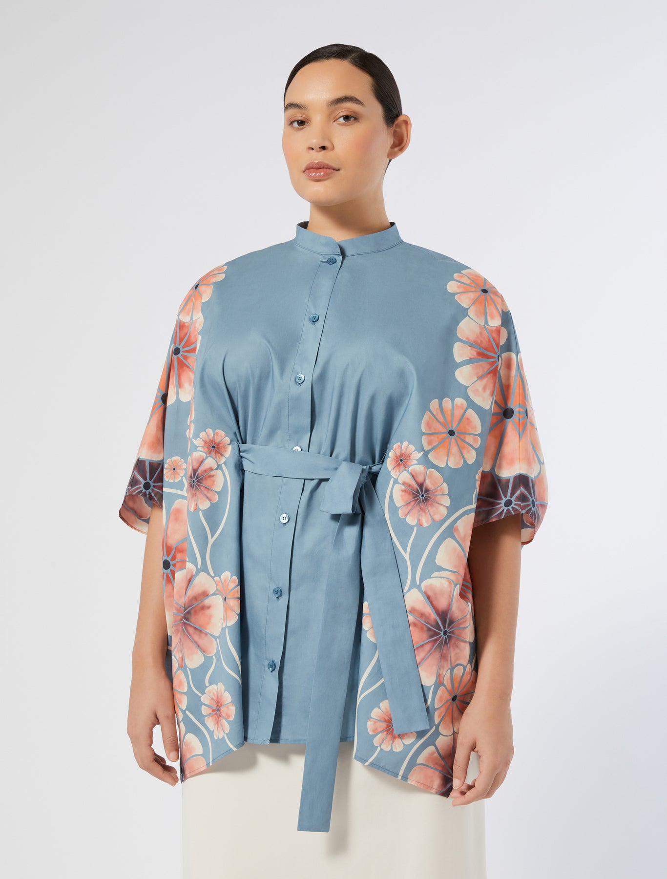 Poplin tunic with print