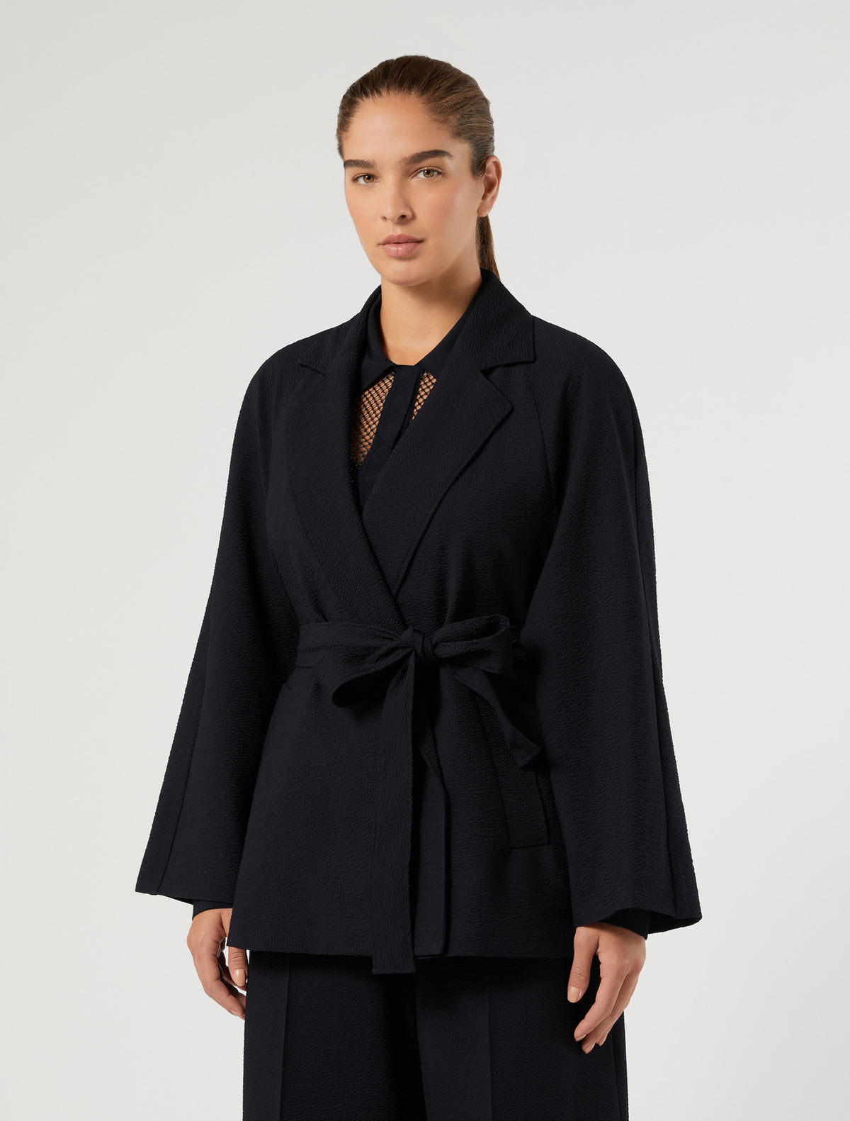 Marina Rinaldi seersucker open-front tunic for woman