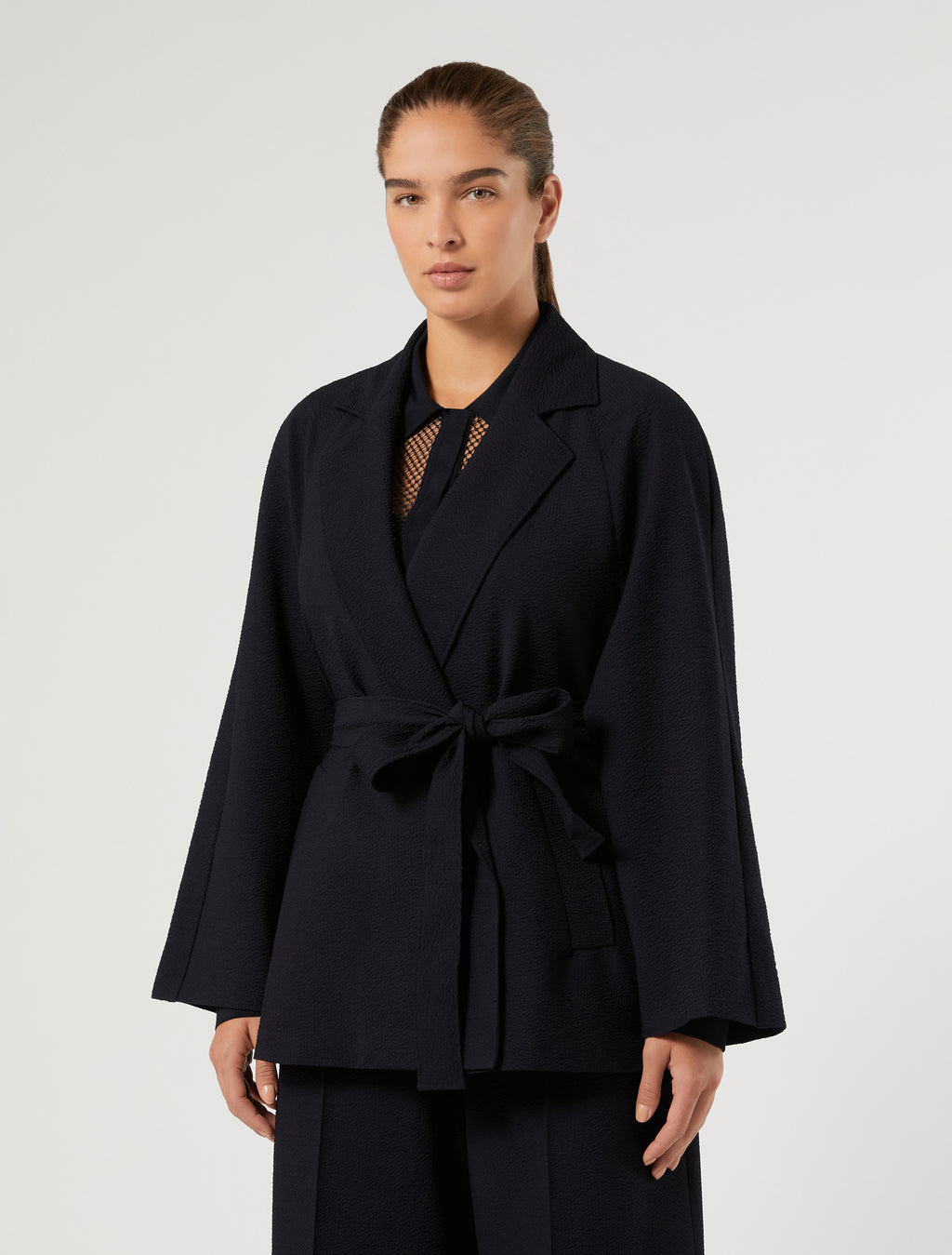 Marina Rinaldi seersucker open-front tunic for woman
