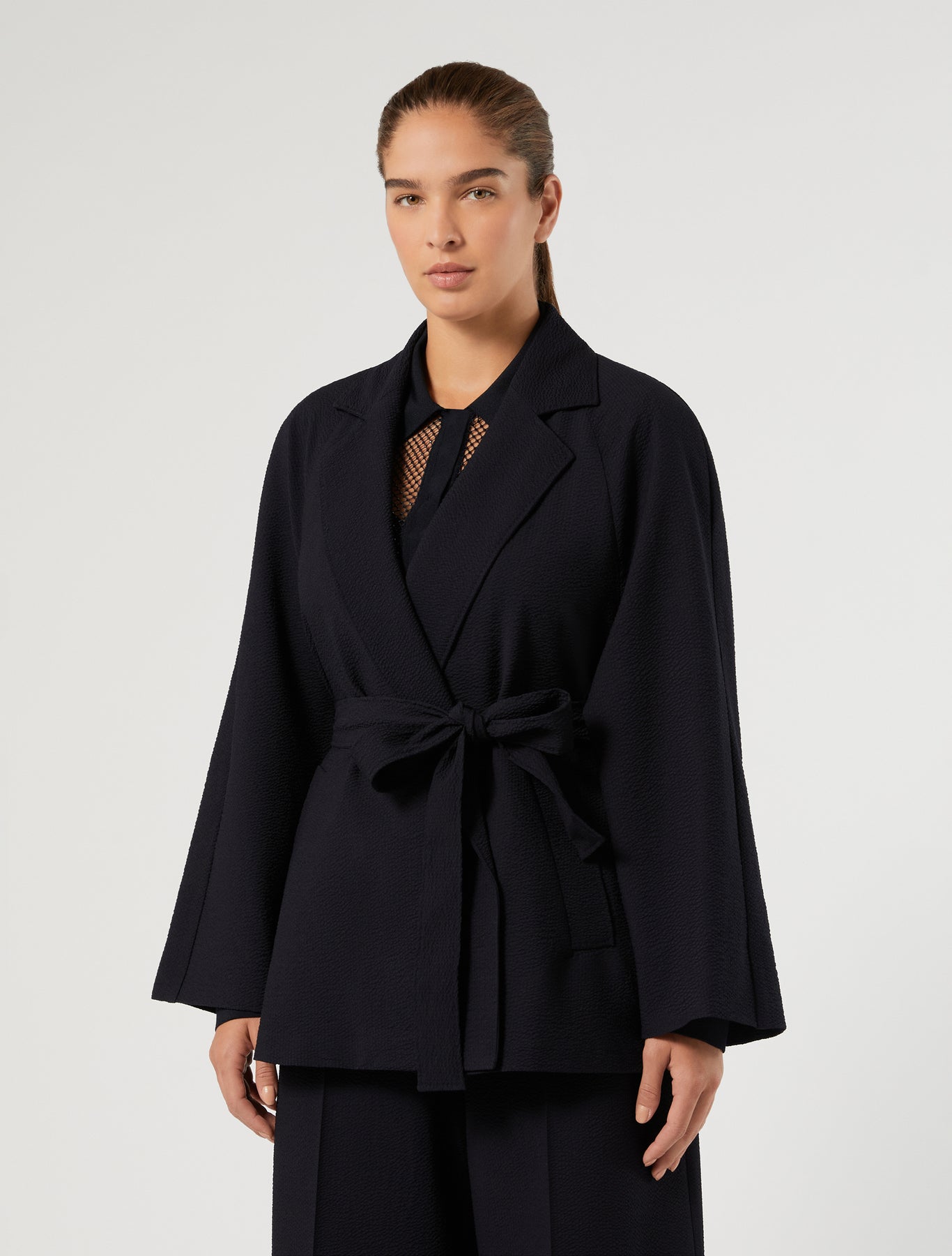 Marina Rinaldi seersucker open-front tunic for woman