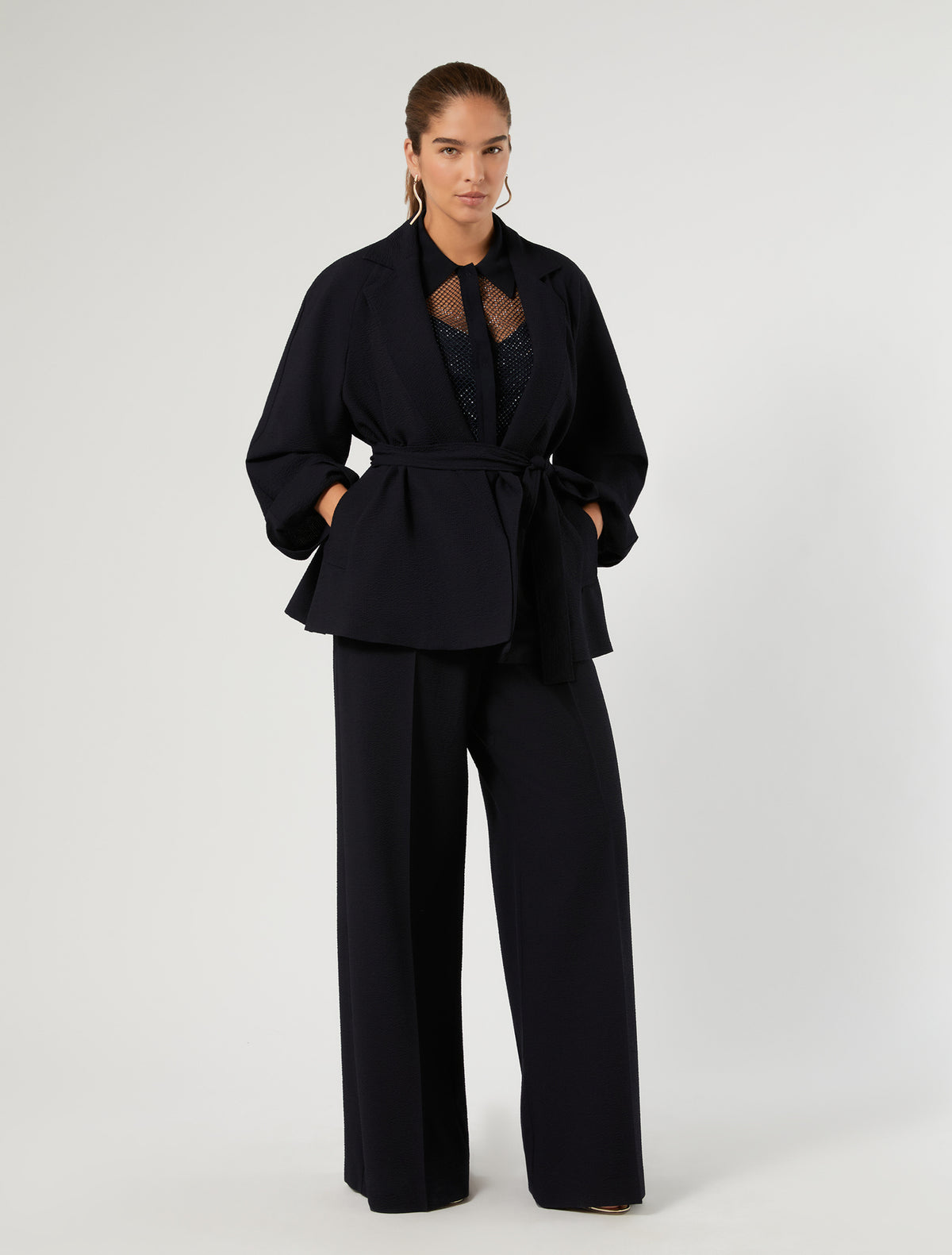 Marina Rinaldi seersucker open-front tunic for woman