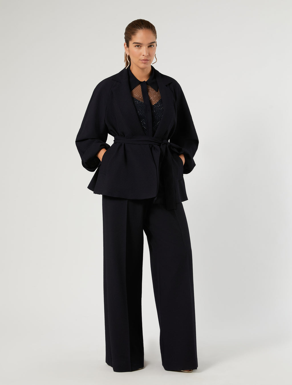 Marina Rinaldi seersucker open-front tunic for woman