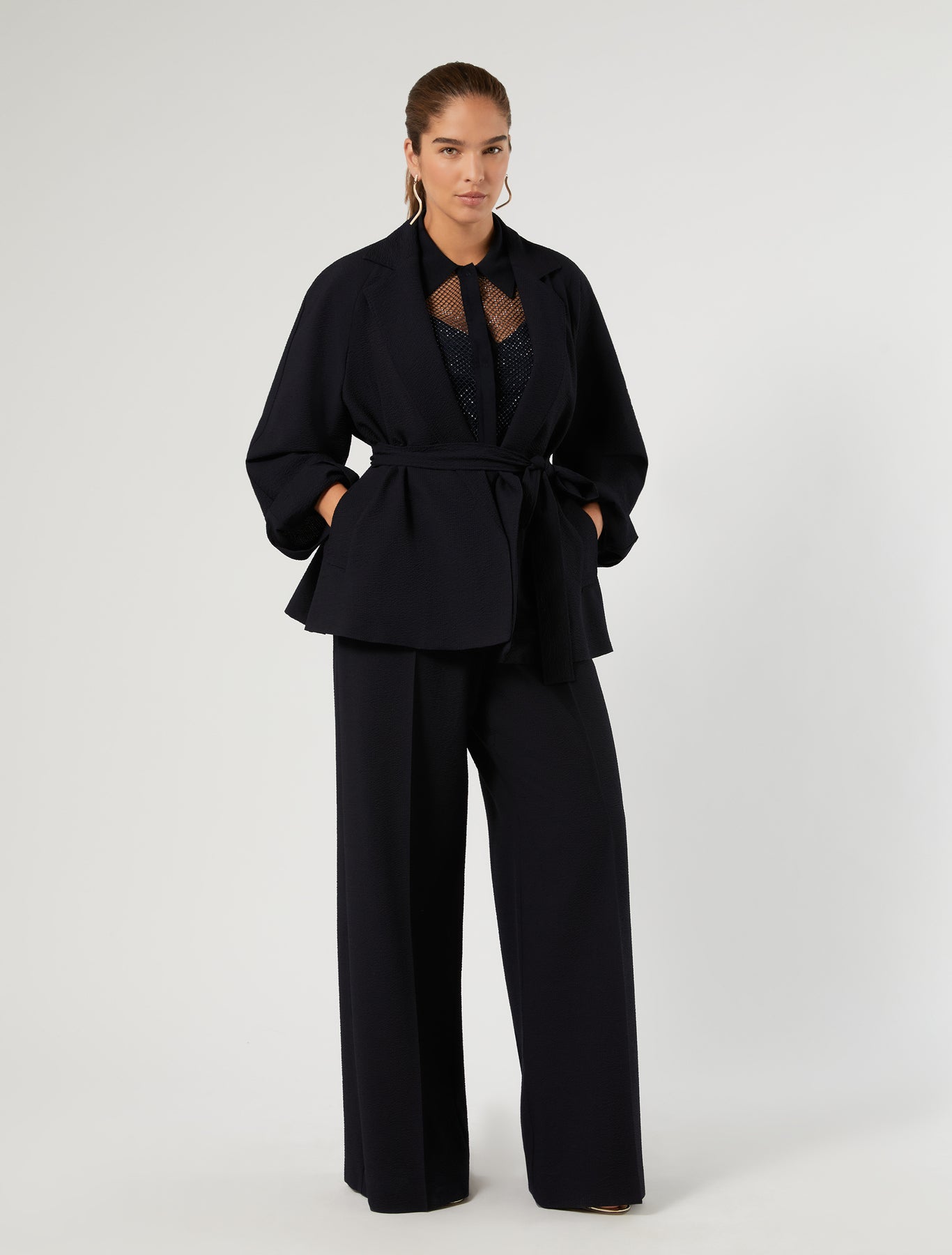 Marina Rinaldi seersucker open-front tunic for woman